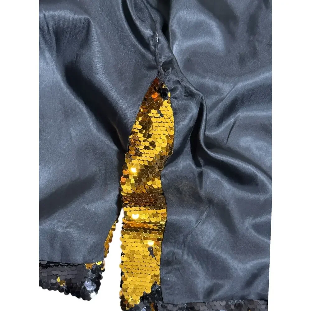 Alberto Nardoni Gold Sequin Tuxedo Blazer Satin Lapel Mens‎ Size M Jacket Prom